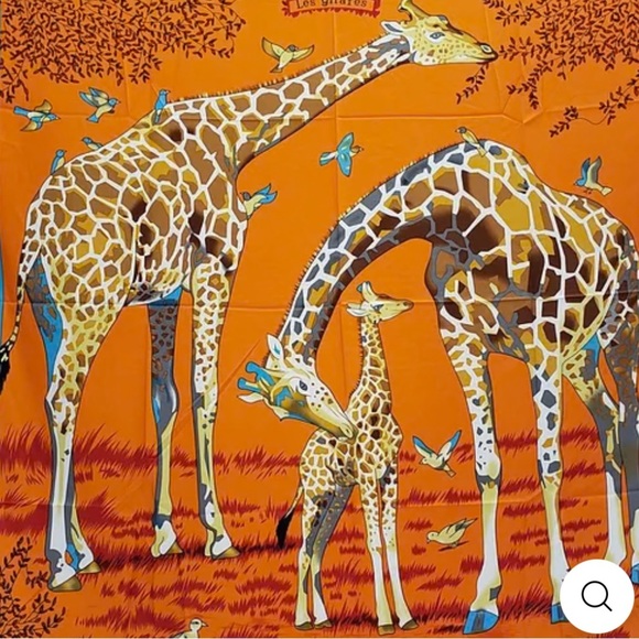 Les Girafes-Giraffe Safari Animal Zoo Print Scarf 100% Silk Oversize 50x50 inch - Picture 1 of 6